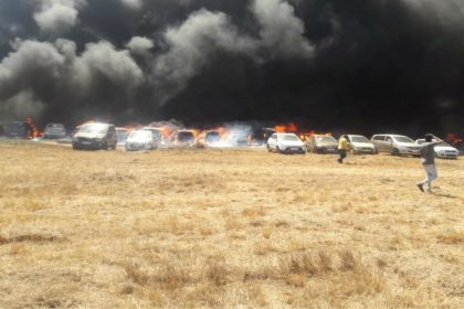 Aero India 2019 Fire in Car Parking Bengaluru Karnataka