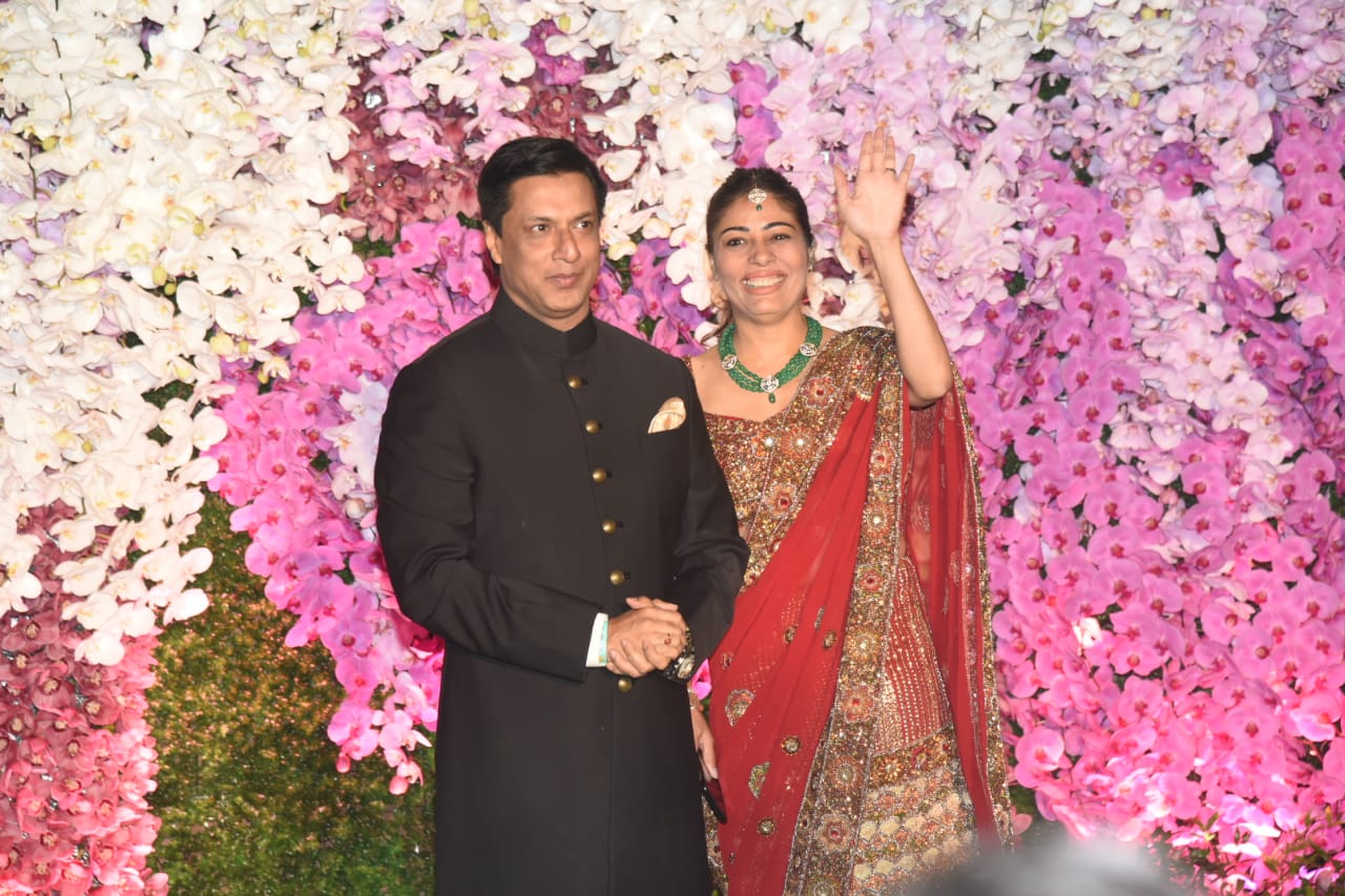 Madur Bhandarkar with Wife Akash Ambani Shloka Mehta Wedding