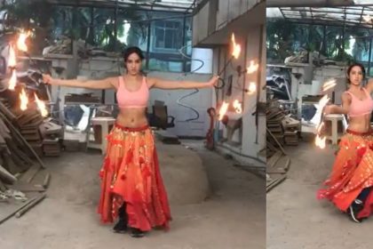 Nora Fatehi Dance with Fire Hoops