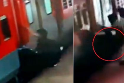 passenger tried to board moving train but he slipped RPF saves his life video viral