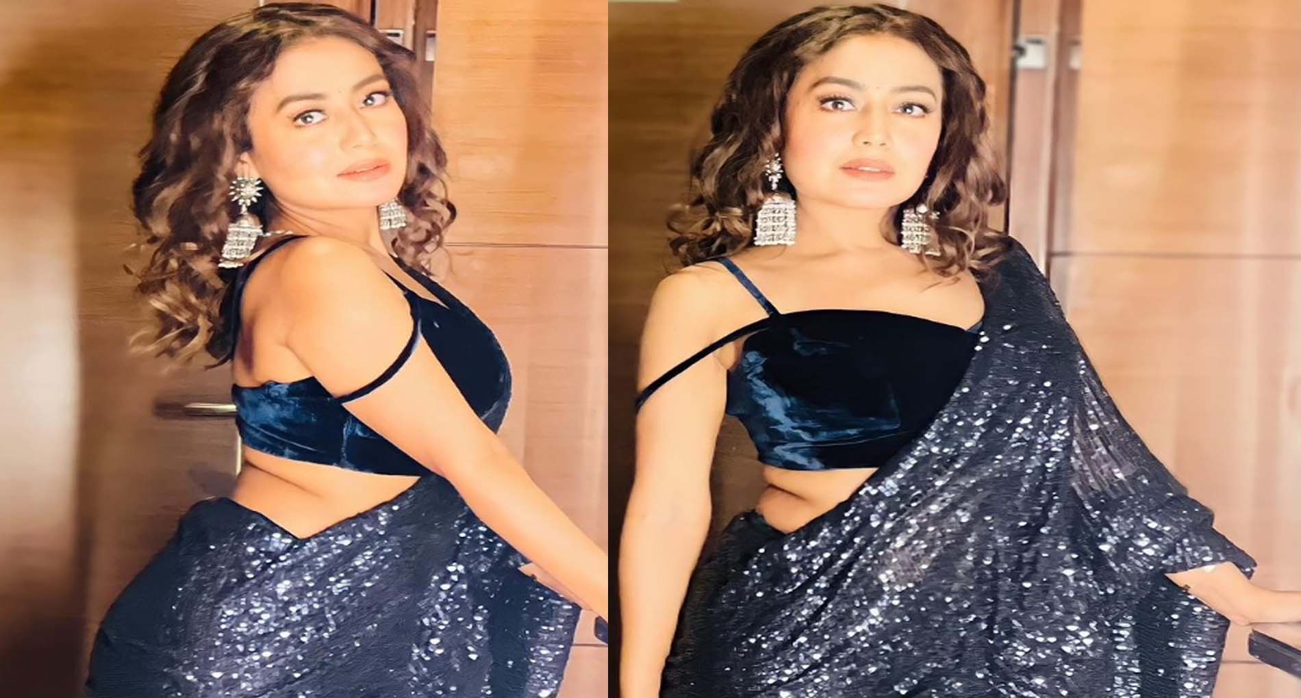 Neha Kakkar Blue Sarees Photos Viral On Social Media - ब्लू साड़ी में नेहा  कक्कड़ ने ढाया कहर! Photos देख पति रोहनप्रीत भी कमेंट किये बिना न रह पाए -  Hindi Rush -