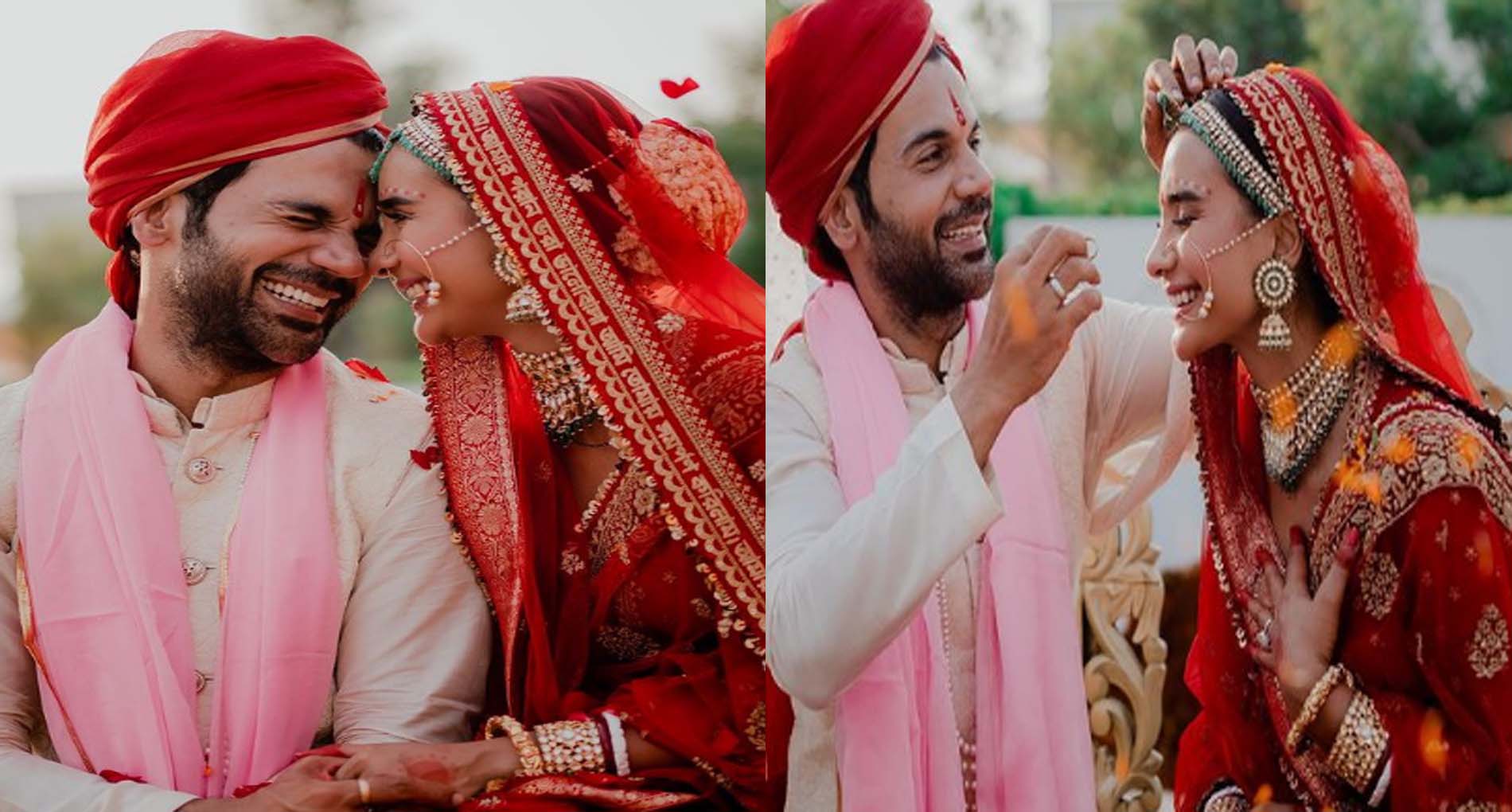 Rajkummar Rao and Patralekhaa wedding: लाल जोड़े में पत्रलेखा-सिल्क कुर्ते में राजकुमार राव! देखें तस्वीरें 