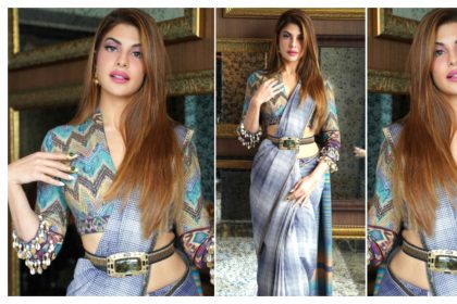 Jacqueline Fernandez ने साड़ी पहन फैंस को किया इंप्रेस, सेक्सी फिगर फ्लॉन्ट कर शेयर की तस्वीरें