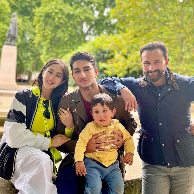 saif ali khan with daughter sara ali khan and son ibrahim ali khan and jhangir ali khan