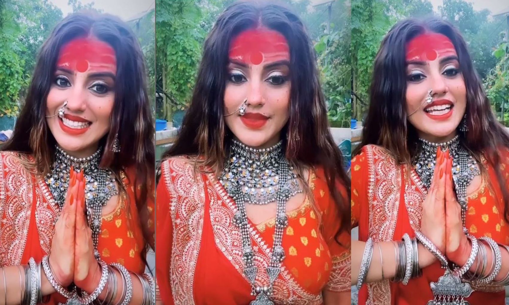 Akshara Singh: नवरात्रि के मौके पर भोजपुरी एक्ट्रेस अक्षरा सिंह पर चढ़ा भक्ति का रंग, नए अवतार में आईं नजर