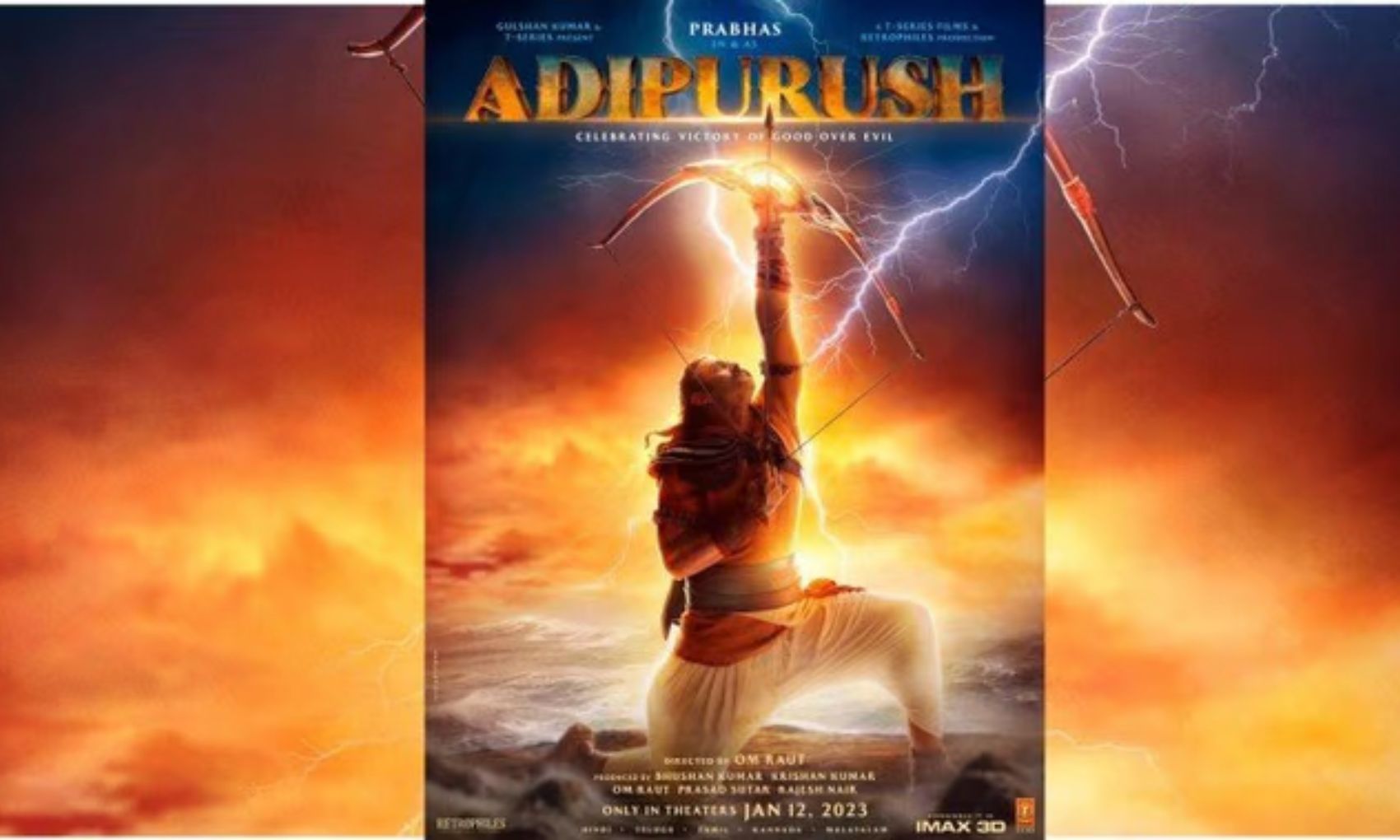 Adipurush: सामने आया आदिपुरुष का फर्स्ट लुक पोस्टर, राम के अवतार में छाए प्रभास