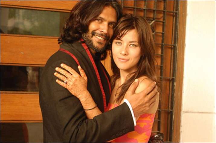 Milind Soman With Mylène jampanoï 